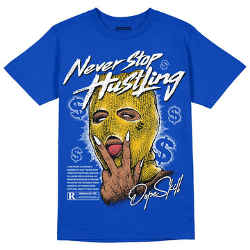 Royal Blue Sneakers DopeSkill Royal Blue T-Shirt Never Stop Hustling Graphic Streetwear 