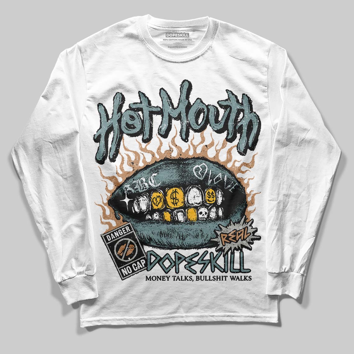 Nike Air Max 1 Low Poly “Adventure” DopeSkill Long Sleeve T-Shirt Hot Mouth Graphic Streetwear - White