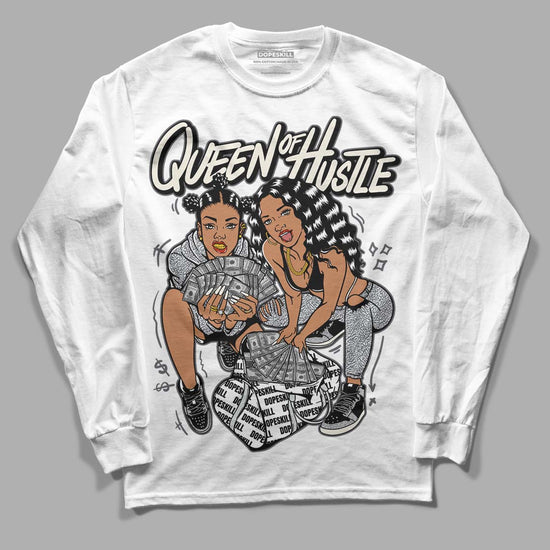 Jordan 1 Retro Low OG Black Cement DopeSkill Long Sleeve T-Shirt Queen Of Hustle Graphic Streetwear - White