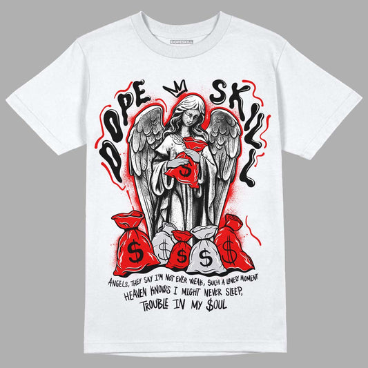 Jordan 4 Retro Red Cement DopeSkill T-Shirt Angels Graphic Streetwear - White 