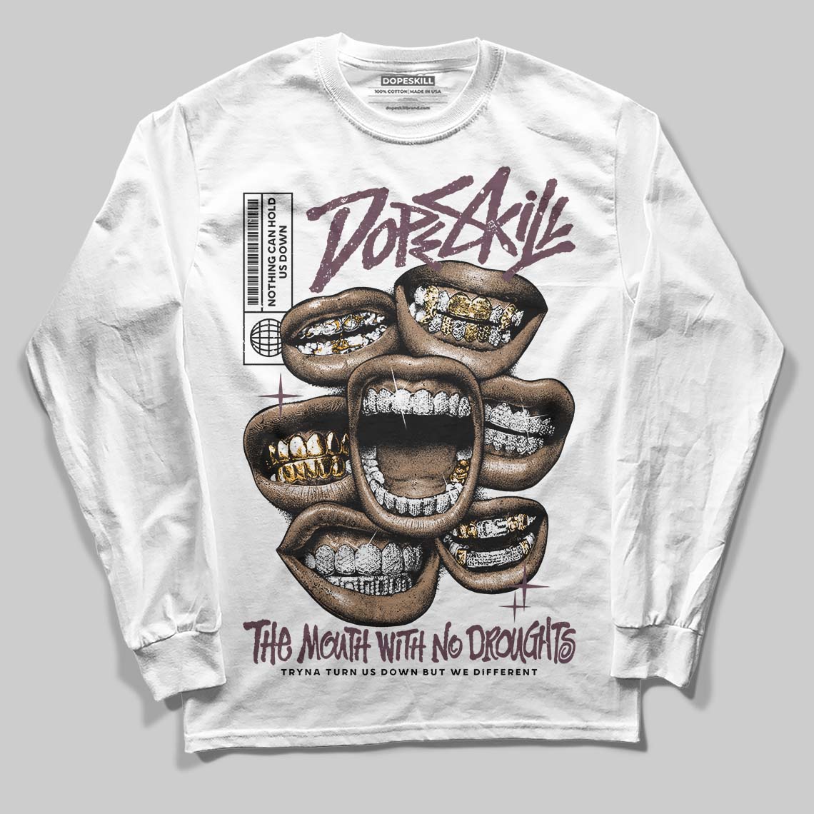 A Ma Maniére x Air Jordan 5 “Violet Ore” DopeSkill Long Sleeve T-Shirt The Mouth With No Droughts Graphic Streetwear - White