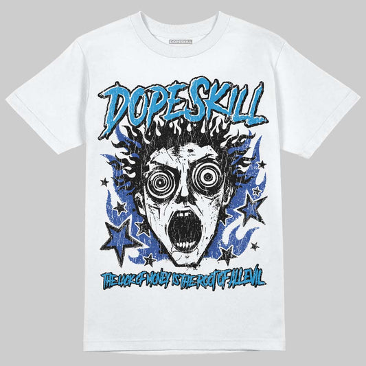 Royal Blue Sneakers DopeSkill T-Shirt Root of Evil Graphic Streetwear - White