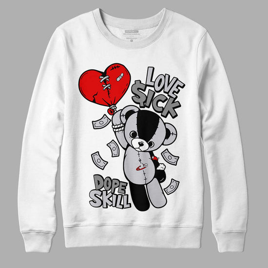 Jordan 2 Retro "Black Cement" DopeSkill Sweatshirt Love Sick Graphic Streetwear - White