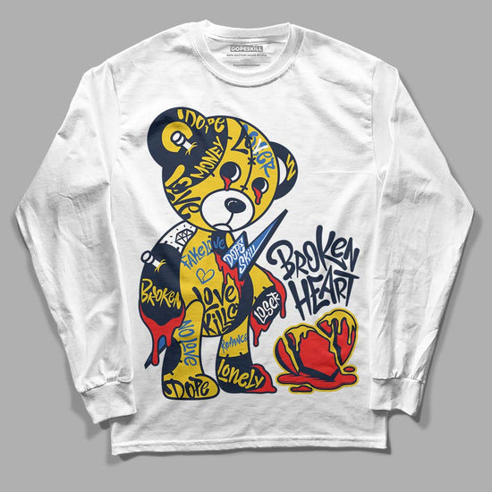 Dunk Low Vintage “Michigan” DopeSkill Long Sleeve T-Shirt Broken Heart Graphic Streetwear - White