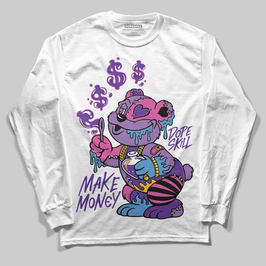 PURPLE Sneakers DopeSkill Long Sleeve T-Shirt Make Money Graphic Streetwear - White 