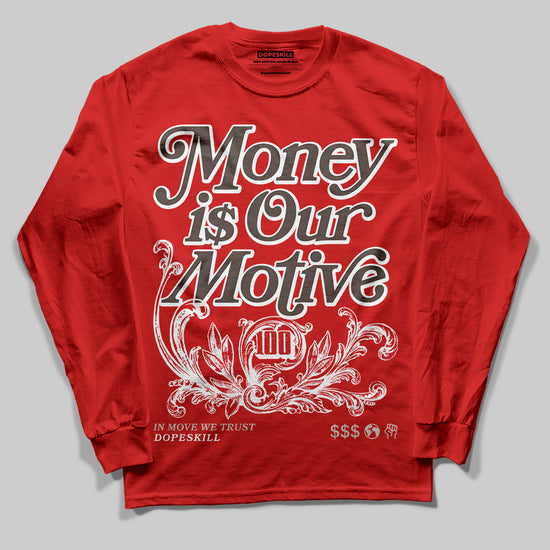 Adidas Samba OG Cloud White Better Scarlet Supplier Colour DopeSkill Long Sleeve T-Shirt Money Is Our Motive Typo Graphic Streetwear - Red