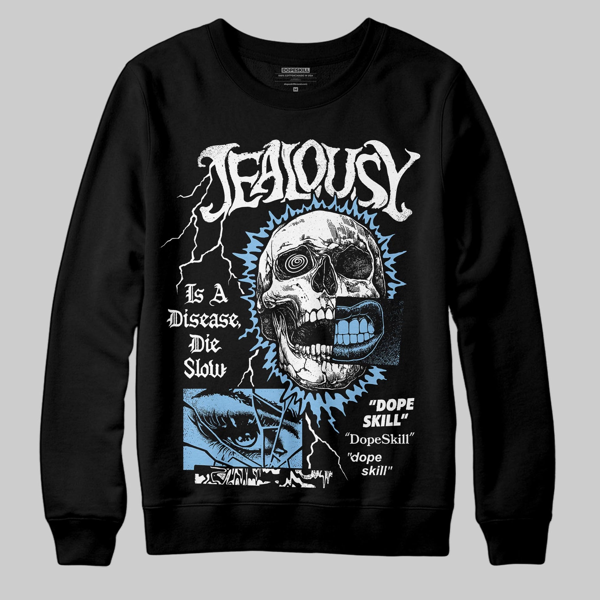University Blue Sneakers DopeSkill Sweatshirt Jealousy Graphic Streetwear - Black