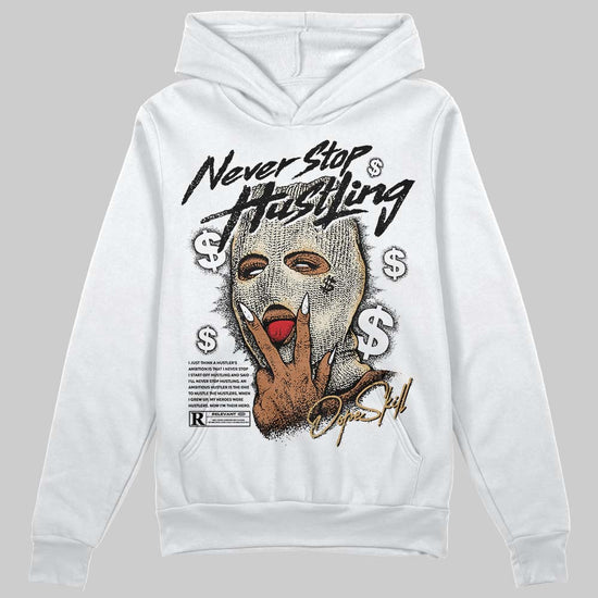 Jordan 5 Retro Reverse Metallic DopeSkill Hoodie Sweatshirt Never Stop Hustling Graphic Streetwear - White