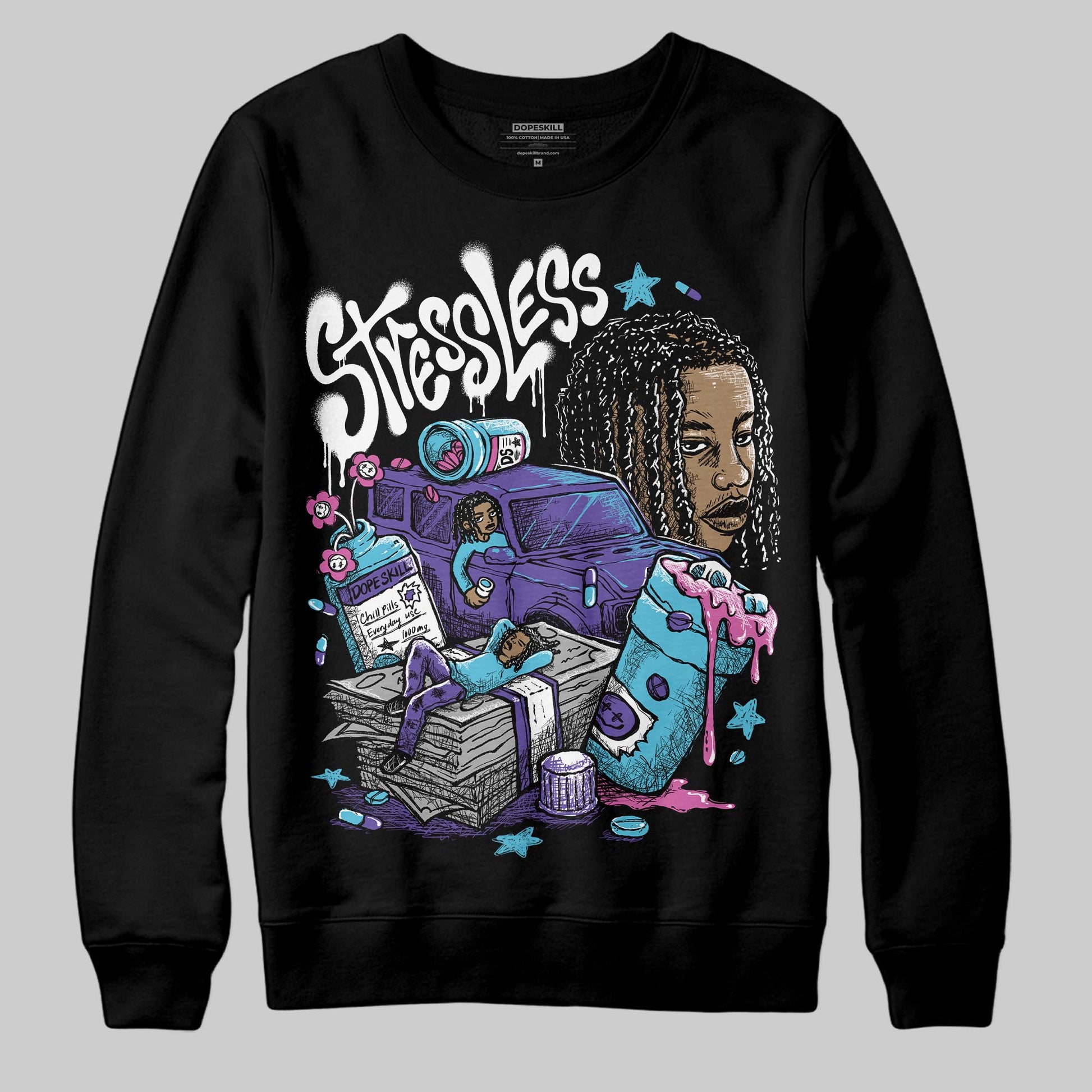 Jordan 8 Retro 'Aqua' 2025 DopeSkill Sweatshirt Stressless Graphic Streetwear - Black