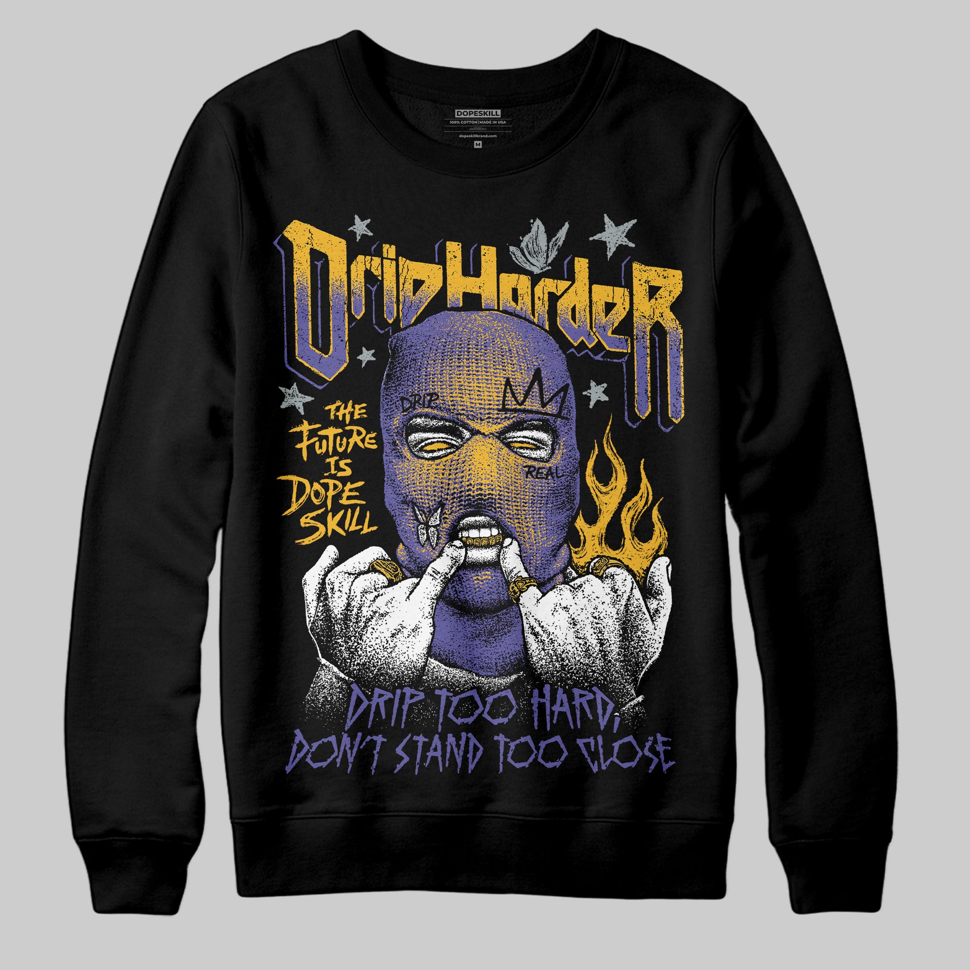 Jordan 4 Retro Lakers DopeSkill Sweatshirt Drip Harder Graphic Streetwear - black