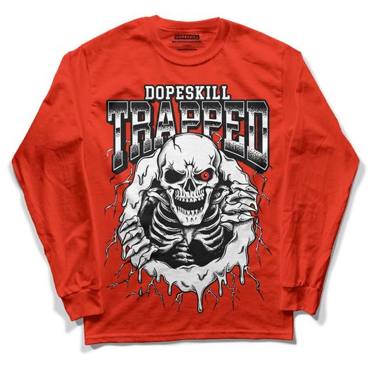 Yeezy Foam Runner Red Dopeskill Vermillion Red Long Sleeve T-Shirt Trapped Halloween Graphic Streetwear