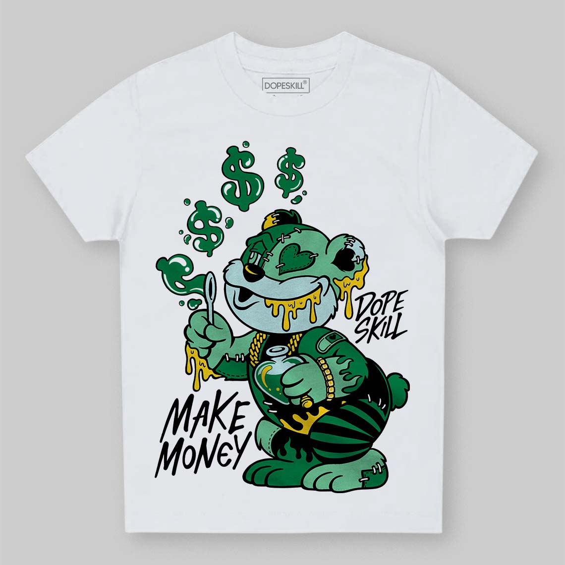 Green Sneakers DopeSkill Toddler Kids T-shirt Make Money Graphic Streetwear - White