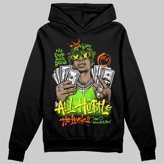 Neon Green Sneakers DopeSkill Hoodie All Hustle No Luck Graphic Streetwear - Black