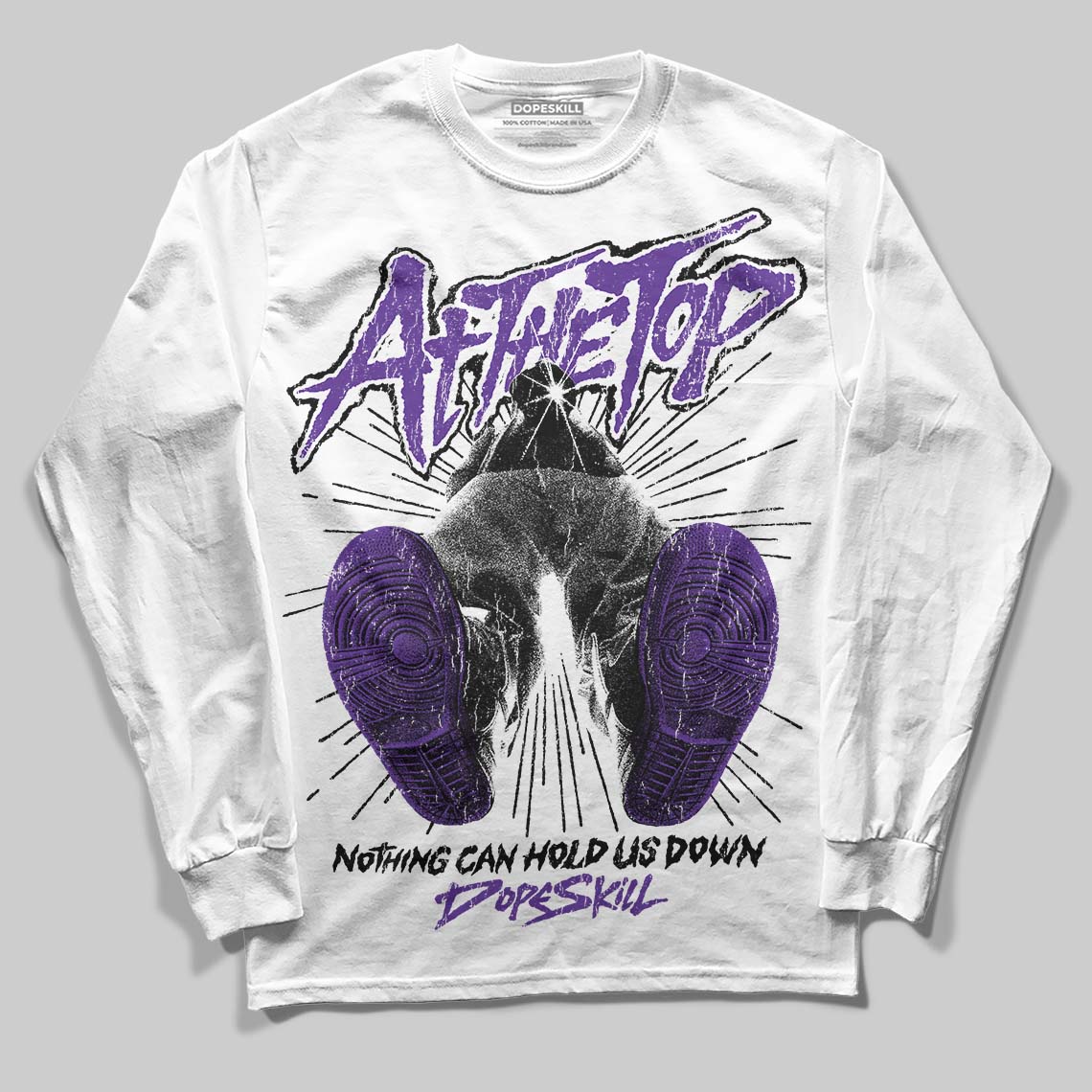 PURPLE Sneakers DopeSkill Long Sleeve T-Shirt Nothing Can Hold US Down Graphic Streetwear - White
