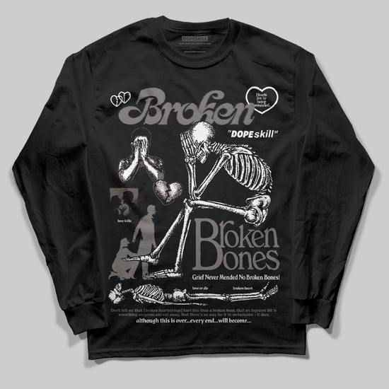 Jordan 4 Retro Cave Stone DopeSkill Long Sleeve T-Shirt Broken Bones Graphic Streetwear - Black