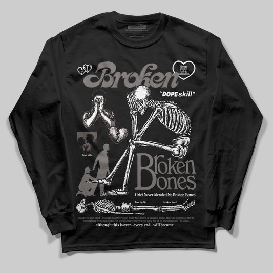 Jordan 4 Retro Cave Stone DopeSkill Long Sleeve T-Shirt Broken Bones Graphic Streetwear - Black