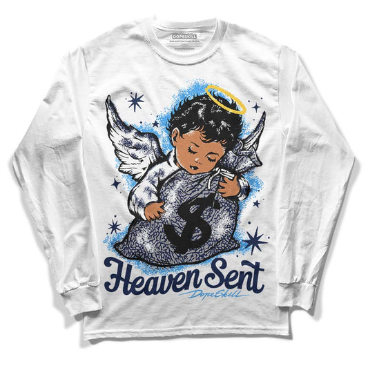 Jordan Spiz’ike Low “White/Obsidian” DopeSkill Long Sleeve T-Shirt Heaven Sent Graphic Streetwear - White