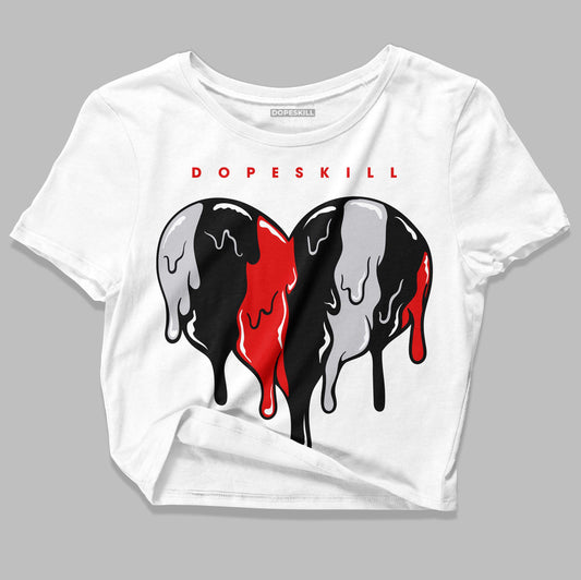 Jordan 2 Retro "Black Cement" DopeSkill Women's Crop Top Slime Drip Heart Graphic Streetwear - White