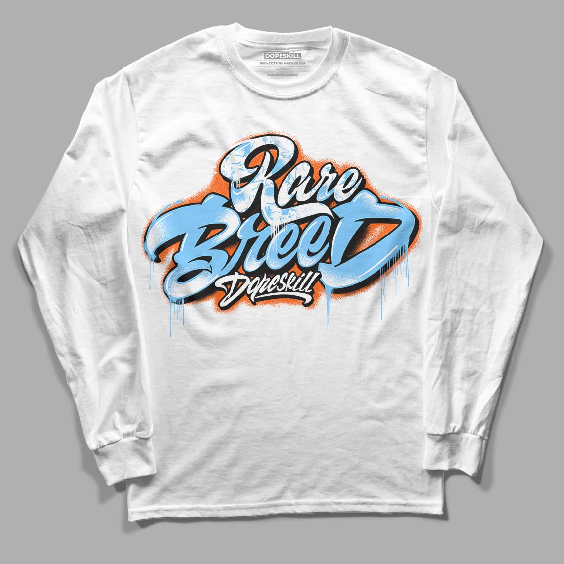 Dunk Low Futura University Blue DopeSkill Long Sleeve T-Shirt Rare Breed Type Graphic Streetwear - White