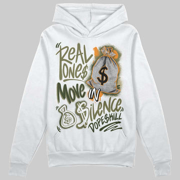 Olive Sneakers DopeSkill Hoodie Sweatshirt Real Ones Move In Silence Graphic Streetwear - White