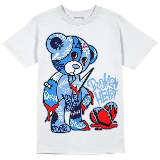 Jordan 9 Powder Blue DopeSkill T-Shirt Broken Heart Graphic Streetwear - White