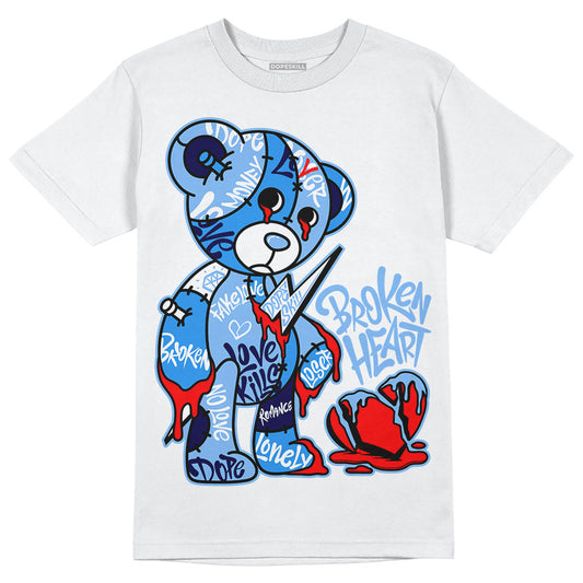 Jordan 9 Powder Blue DopeSkill T-Shirt Broken Heart Graphic Streetwear - White