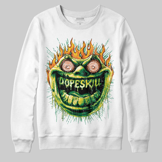 Green Sneakers DopeSkill Sweatshirt Hellfire Graphic Streetwear - White 