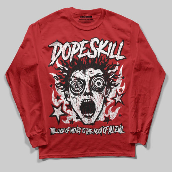 Red Sneakers DopeSkill Long Sleeve T-Shirt Root of Evil Graphic Streetwear - Red