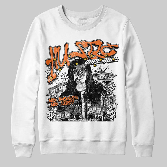 Orange, Black & White Sneakers DopeSkill Sweatshirt No Money No Lust Graphic Streetwear - White