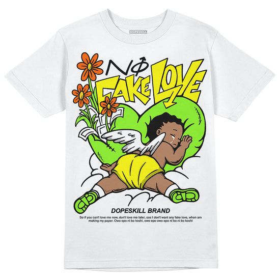 Neon Green Sneakers DopeSkill T-Shirt No Fake Love Graphic Streetwear - White 