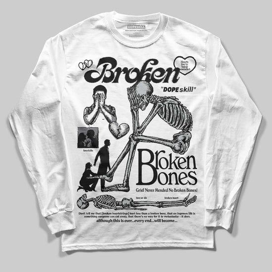 Jordan 4 “Fear” DopeSkill Long Sleeve T-Shirt Broken Bones Graphic Streetwear - White