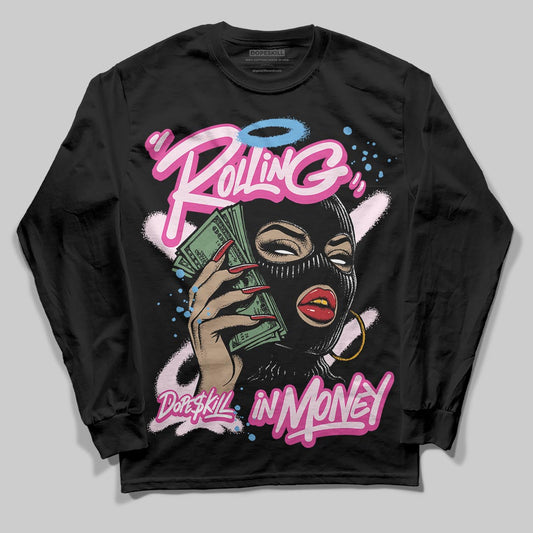 Dunk Low GS 'Triple Pink' DopeSkill Long Sleeve T-Shirt Rolling in Money Graphic Streetwear - Black