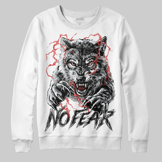 Jordan 12 Black Wolf Grey DopeSkill Sweatshirt No Fear Graphic Streetwear - White