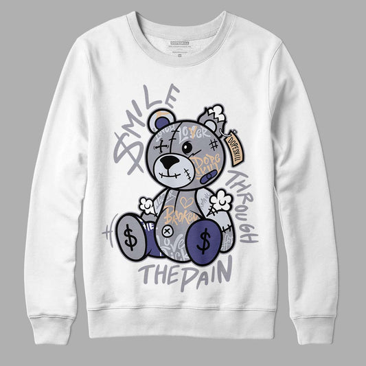 Jordan 4 Retro Frozen Moments DopeSkill Sweatshirt Smile Through The Pain Graphic Streetwear - White 