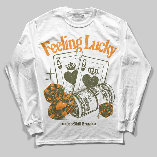 Olive Sneakers DopeSkill Long Sleeve T-Shirt Feeling Lucky Graphic Streetwear - White