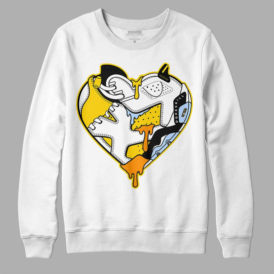 Jordan 6 “Yellow Ochre” DopeSkill Sweatshirt Heart Jordan 6 Graphic Streetwear - White