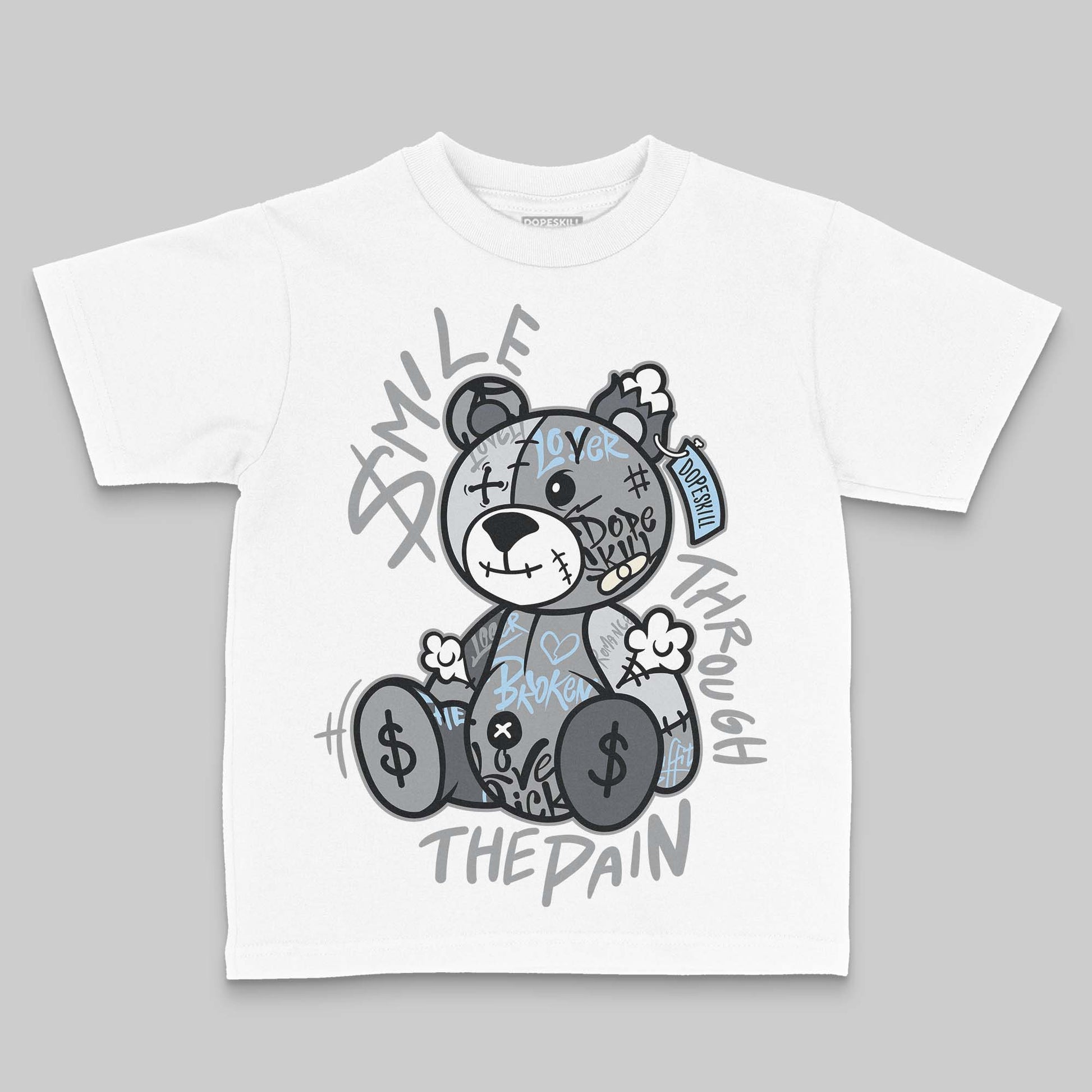 Jordan 5 Retro Wolf Grey (2026) DopeSkill Toddler Kids T-shirt Smile Through The Pain Graphic Streetwear - White
