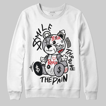 Jordan 4 OG “White Cement” DopeSkill Sweatshirt Smile Through The Pain Graphic Streetwear - White