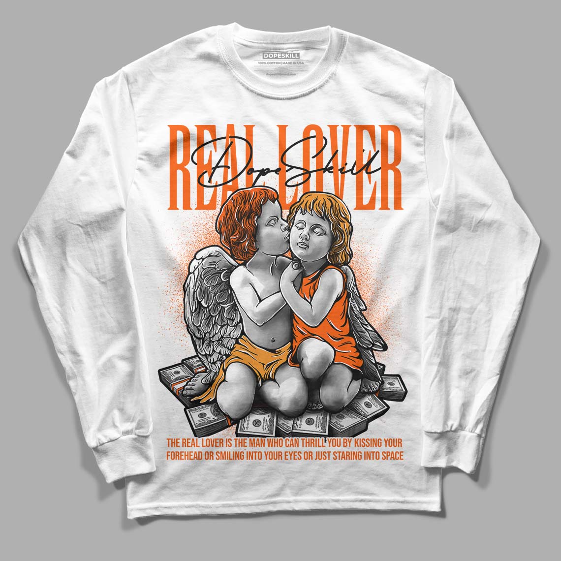 Jordan 12 Retro Brilliant Orange DopeSkill Long Sleeve T-Shirt Real Lover Graphic Streetwear - White