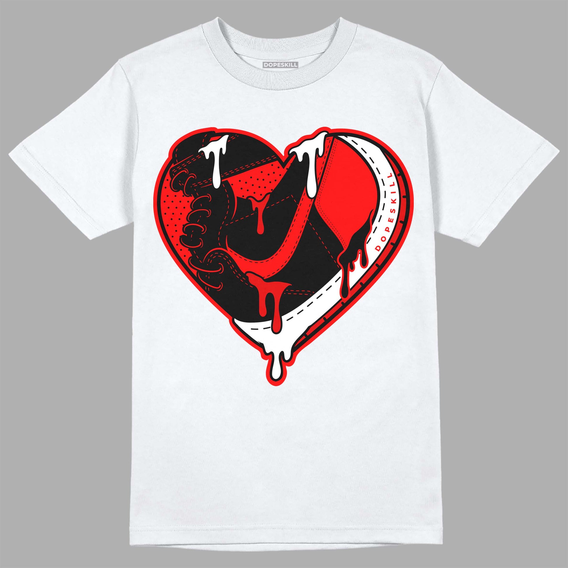 Jordan 1 Retro High OG "Satin Bred" DopeSkill T-Shirt Heart Jordan 1 Graphic Streetwear - White 