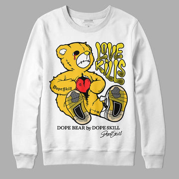 Jordan 4 Retro “Vivid Sulfur” DopeSkill Sweatshirt Love Kills Graphic Streetwear - White 