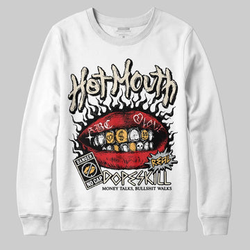 Jordan 5 Retro Reverse Metallic DopeSkill Sweatshirt Hot Mouth Graphic Streetwear - White