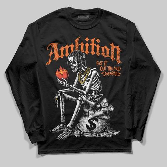 Orange, Black and White Sneakers DopeSkill Long Sleeve T-Shirt Ambition Graphic Streetwear - Black