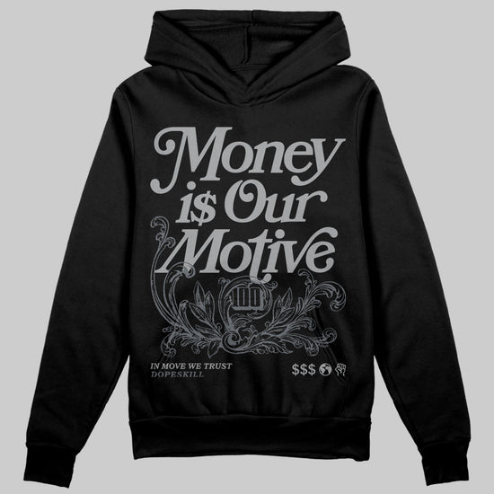 Jordan 5 Retro Wolf Grey (2026) DopeSkill Hoodie Sweatshirt Money Is Our Motive Typo Graphic Streetwear - Black