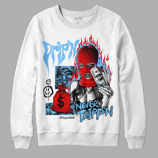 Travis Scott x Jordan 4 Retro 'Cactus Jack' DopeSkill Sweatshirt Drip'n Never Tripp'n Graphic Streetwear - White