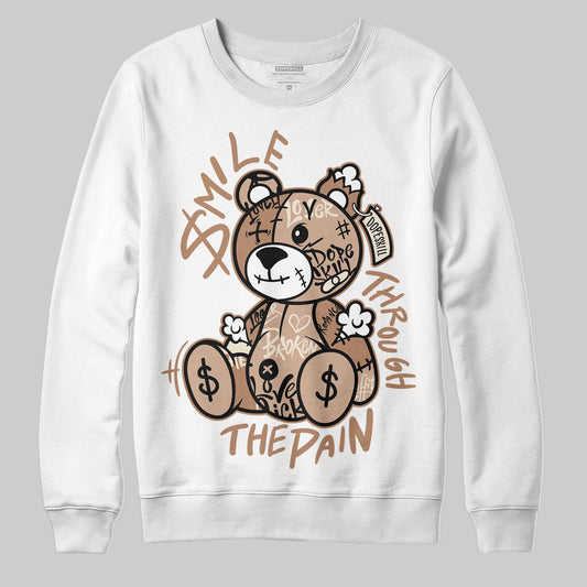 Jordan 4 Retro Cozy Girl DopeSkill Sweatshirt Smile Through The Pain Graphic Streetwear - White 