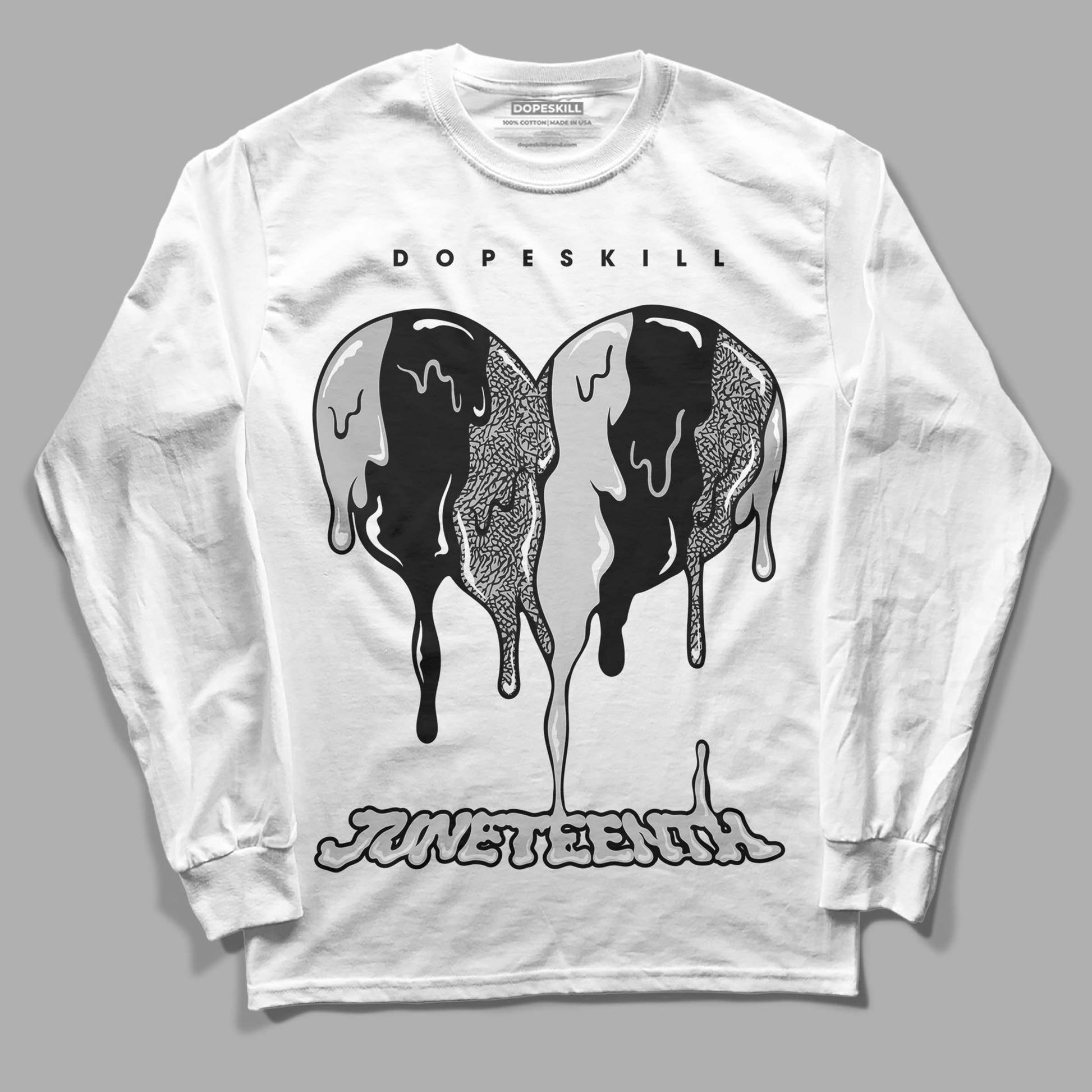 Jordan 3 “Off Noir” DopeSkill Long Sleeve T-Shirt Juneteenth Heart Graphic Streetwear - WHite