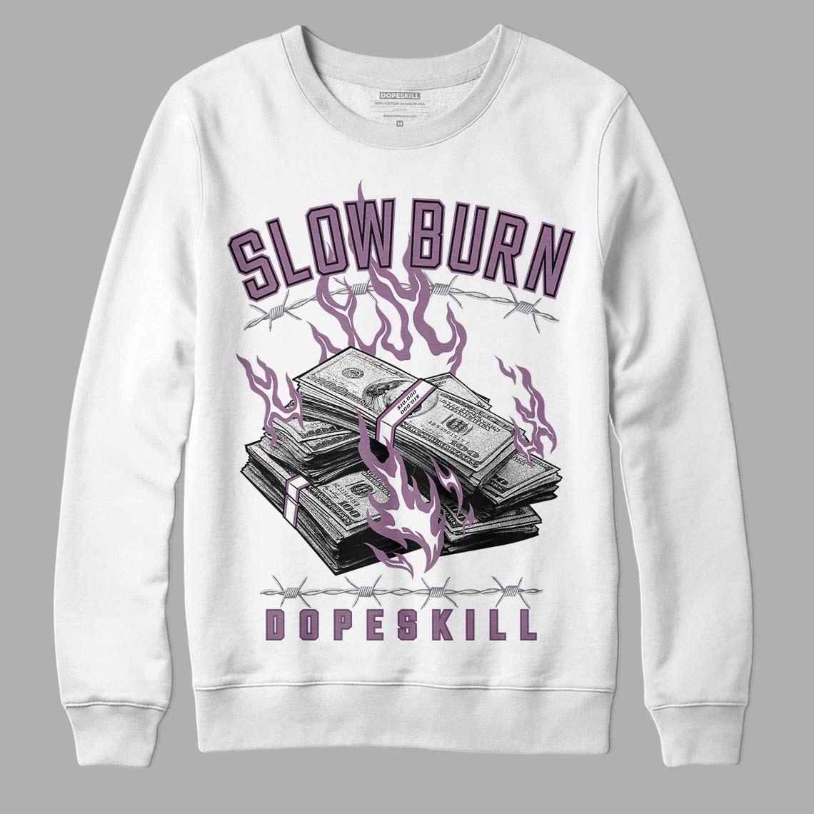 Jordan 2 “Mauve/Off-Noir” DopeSkill Sweatshirt Slow Burn Graphic Streetwear - White 