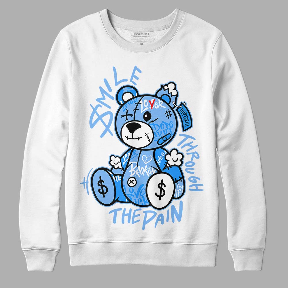 Jordan 9 Powder Blue DopeSkill Sweatshirt Smile Through The Pain Graphic Streetwear - White 