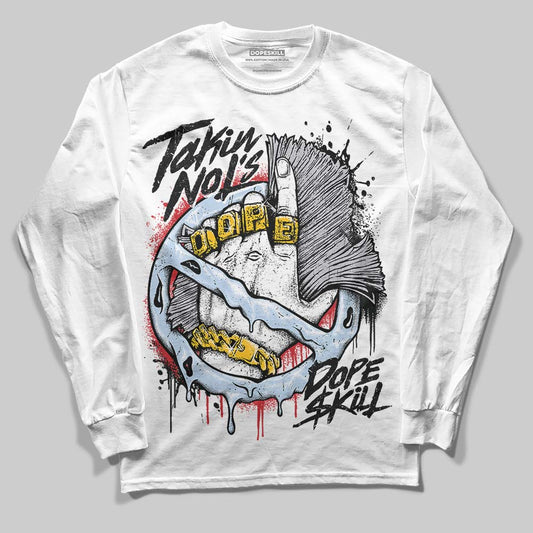 Jordan 5 Retro OG Black Metallic Reimagined DopeSkill Long Sleeve T-Shirt Takin No L's Graphic Streetwear - White